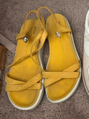 Ecco Women's Mustard Yellow Suede Slingback Sandals